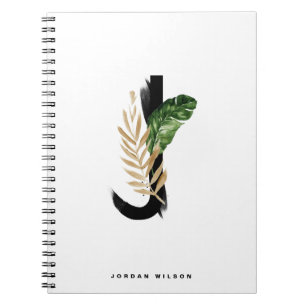 Caderno Espiral Boho Tropical Greenerescência - Letra J Monograma
