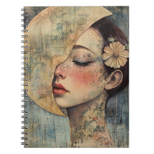 Caderno Espiral Boho Vintage Woman e Half Moon