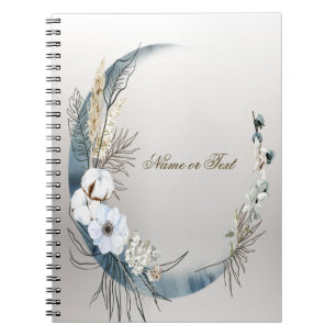 Caderno Espiral Boho White Orchid Flores Blue Moon Elegant