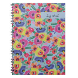 Caderno Espiral Boho Wildflower Floral Padrão aquarela