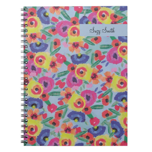 Caderno Espiral Boho Wildflower Floral Padrão aquarela (Frente)