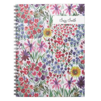 Caderno Espiral Boho Wildflower Patterage Cottage Watercolor
