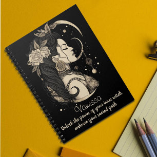 Caderno Espiral Boho Witchy Vibes em Preto e Tan