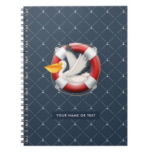 Caderno Espiral Boia Náutica e Pelicano com seu nome