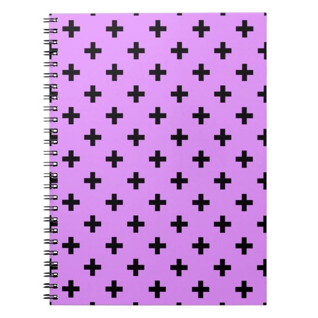 Caderno Espiral Bóka negra cruza em lilac (Frente)