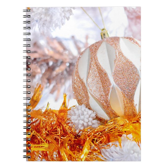 Caderno Espiral Bola Branca e Rosa de Natal (Frente)