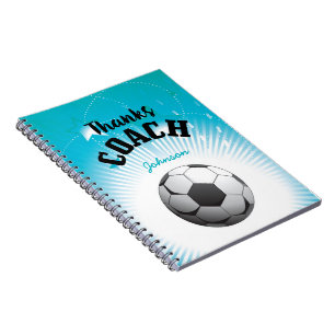 Caderno Espiral Bola das estrelas azuis do Aqua do treinador do