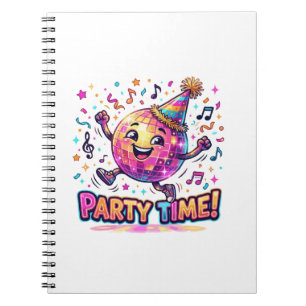 Caderno Espiral Bola de Dança Disco Festa de Aniversário Divertida