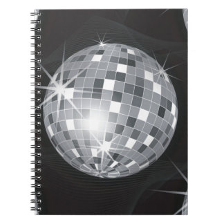 Caderno Espiral bola de disco prateado