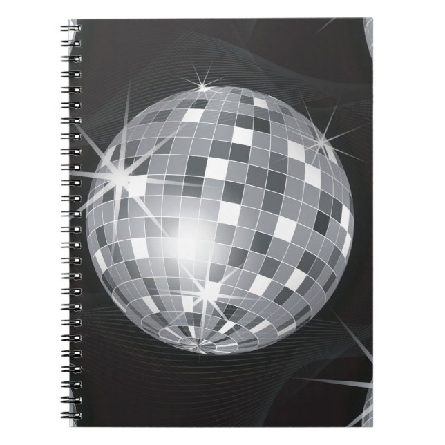 Caderno Espiral bola de disco prateado (Frente)