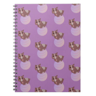 Caderno Espiral Bola de Exercícios de Fitness Roxa para Porquinho-
