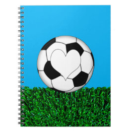 Caderno Espiral Bola de futebol com o coração customizeable