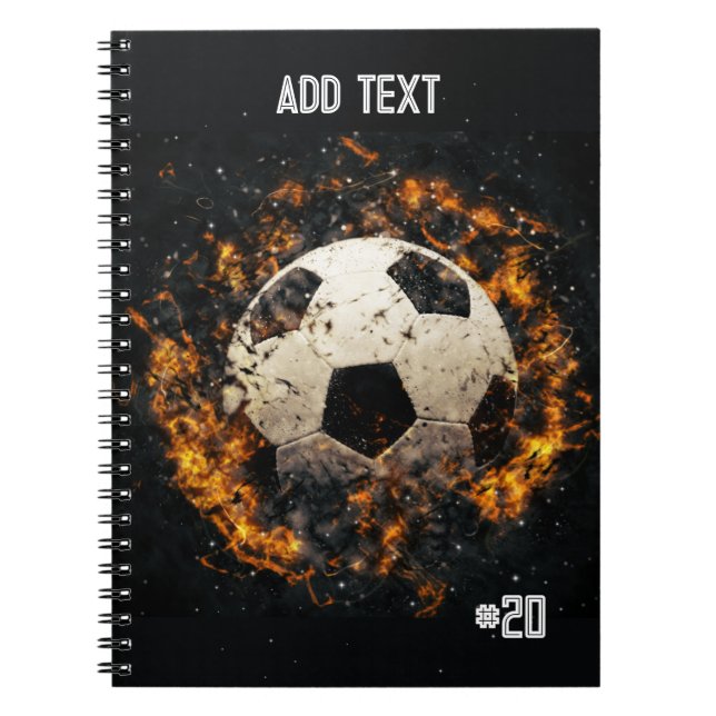 Caderno Espiral Bola de futebol com o notebook Flames Spiral (Frente)