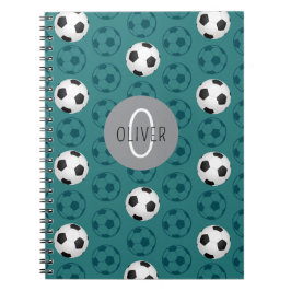 Caderno Espiral Bola de Futebol Infantil Nome Personalizado Azul
