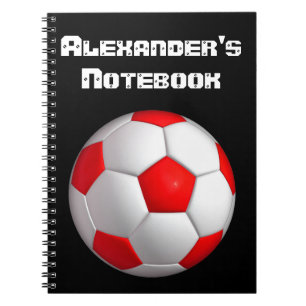 Caderno Espiral Bola de Futebol Vermelho Personalizar