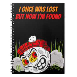 Caderno Espiral Bola de Golfe de Cartoon Escondido com Citação Eng
