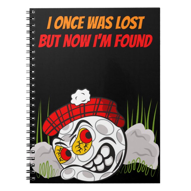 Caderno Espiral Bola de Golfe de Cartoon Escondido com Citação Eng (Frente)