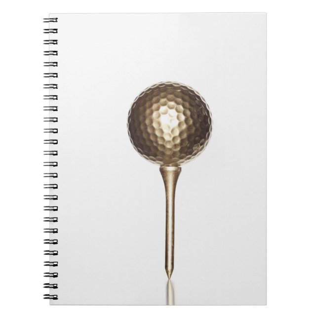 Caderno Espiral Bola de golfe Dourado e T (Frente)