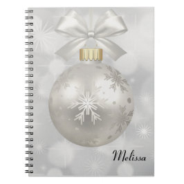 Caderno Espiral Bola de Natal Elegante em Luzes de Bokeh