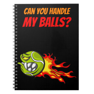 Caderno Espiral Bola de Tênis Voadora em Chamas com Citação Engraç