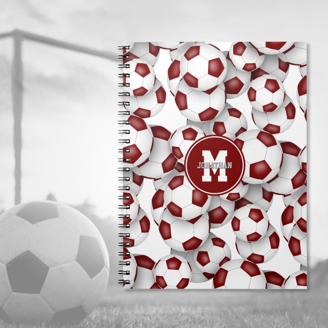 Caderno Espiral bolas de futebol marrom padrão esportes crianças (Criador carregado)