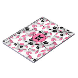 Caderno Espiral bolas de futebol preto, cor-de-rosa, bonitinho, mo
