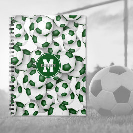 Caderno Espiral bolas de futebol verdes padrão esportes infantis