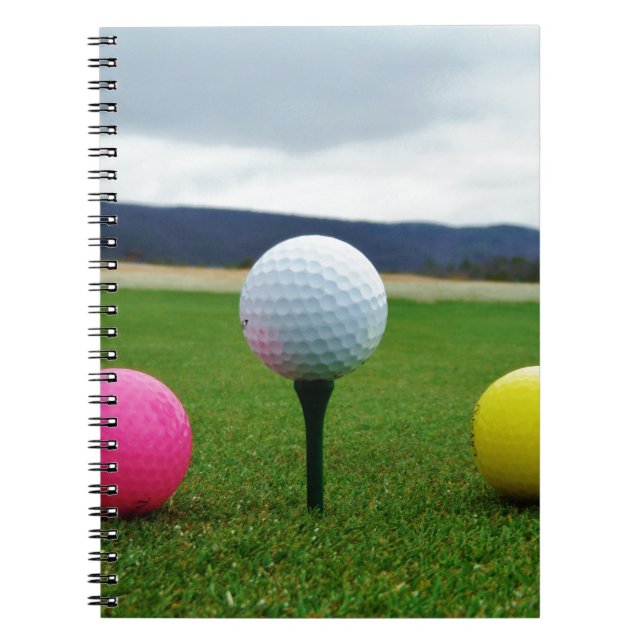 Caderno Espiral Bolas de Golfe Coloridas, tenda de montanha (Frente)