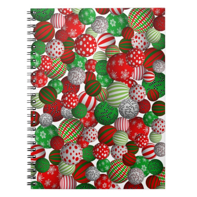 Caderno Espiral Bolas de Natal 3D (Frente)