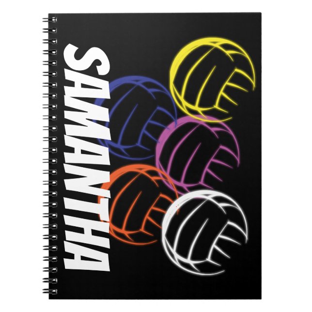 Caderno Espiral Bolas de Vôlei Neon (Frente)