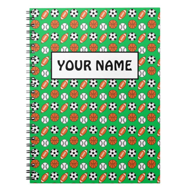 Caderno Espiral Bolas Esportivas Engraçadas (Frente)