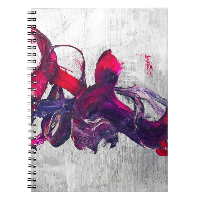 Caderno Espiral Bold Fuchsia Purple Silver Abstrato (Frente)