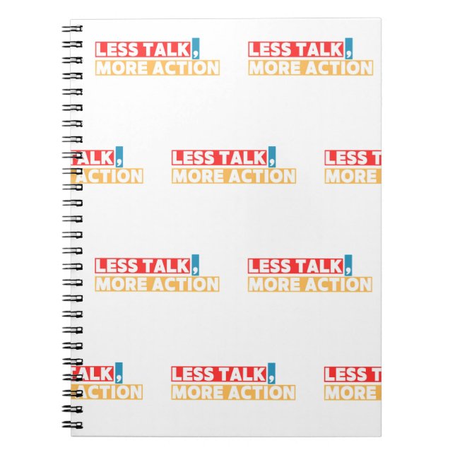 Caderno Espiral Bold Motivational Quote – Less Talk, More Action (Frente)