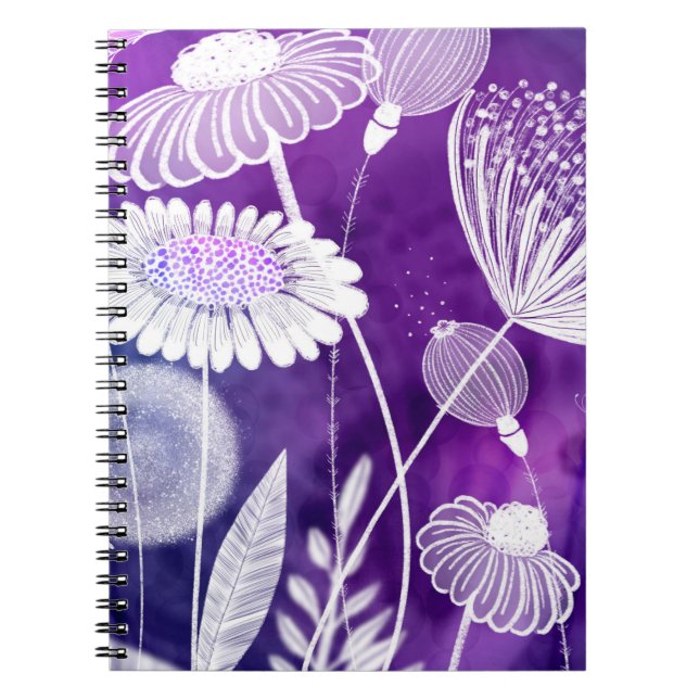 Caderno Espiral Bold Purple and Violet Wild Flower Art (Frente)