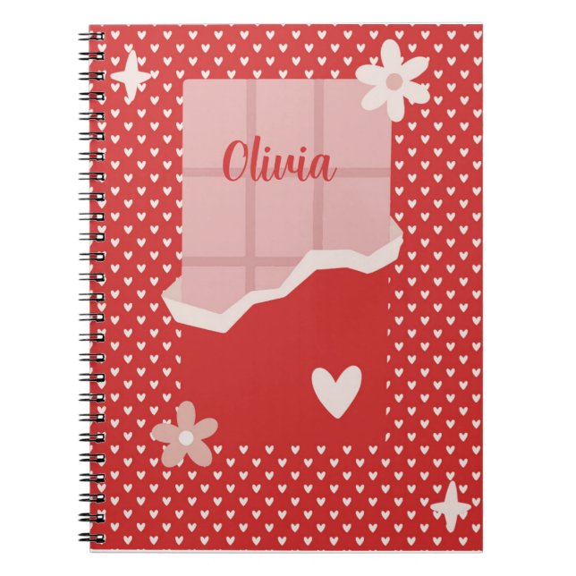 Caderno Espiral Bold Red Heart Love Design - Perfeito para Gi Pers (Frente)