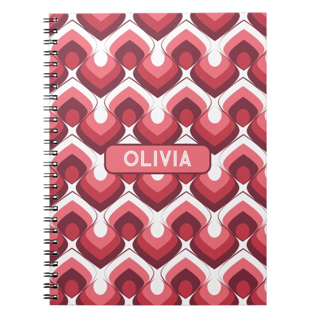 Caderno Espiral Bold Retro Modern Motif in Pinks (Frente)