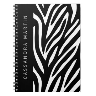 Caderno Espiral Bold Zebra Stripes para Tema Safari com Nome