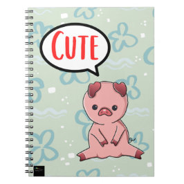 Caderno Espiral Bolha de Desenho Animado de Porco Fofo