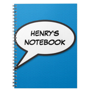 Caderno Espiral Bolha de fala de nome personalizado retro história