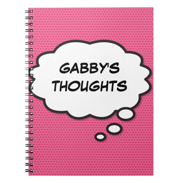 Caderno Espiral Bolha de Pensamento da Sua Mensagem Diversão Retro (Frente)