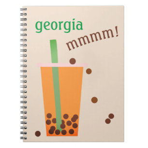 Caderno Espiral Bolha Difundida Chá/Boba Tea - Notebook de nome pe