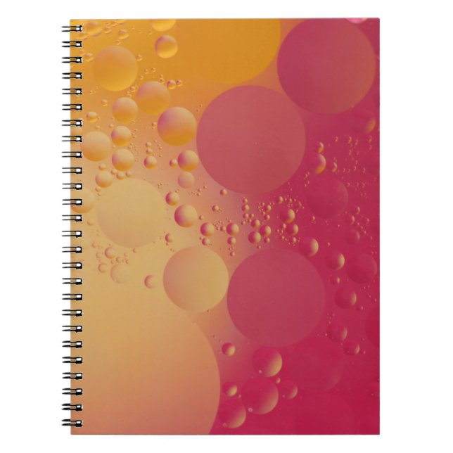 Caderno Espiral Bolha rosa e laranja digital (Frente)