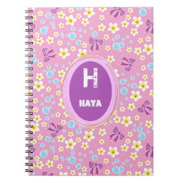 Caderno Espiral bolhas bonitas, flor, padrão para crianças arcos