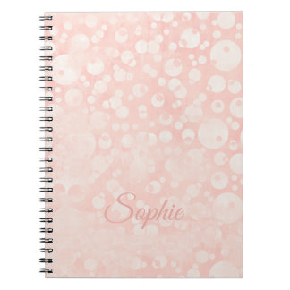 Caderno Espiral Bolhas brancas cor-de-rosa bolinhas seu nome