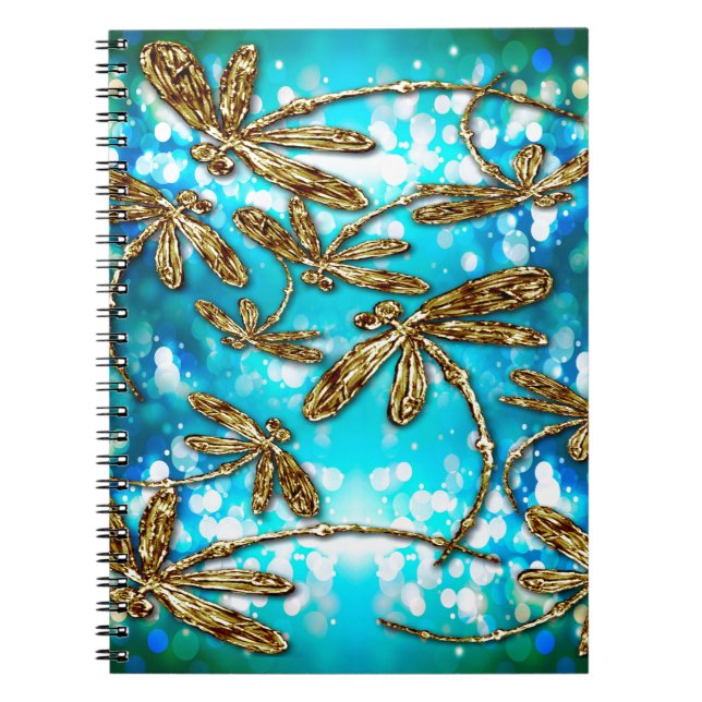 Caderno Espiral Bolhas de Fluxo de Dragonfly (Frente)