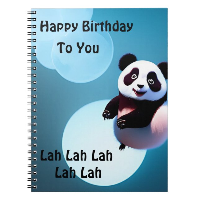 Caderno Espiral Bolhas de Panda Bebê, Notebook de Aniversário (Frente)