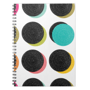 Caderno Espiral Bolinhas abstrato decorativas no estilo da