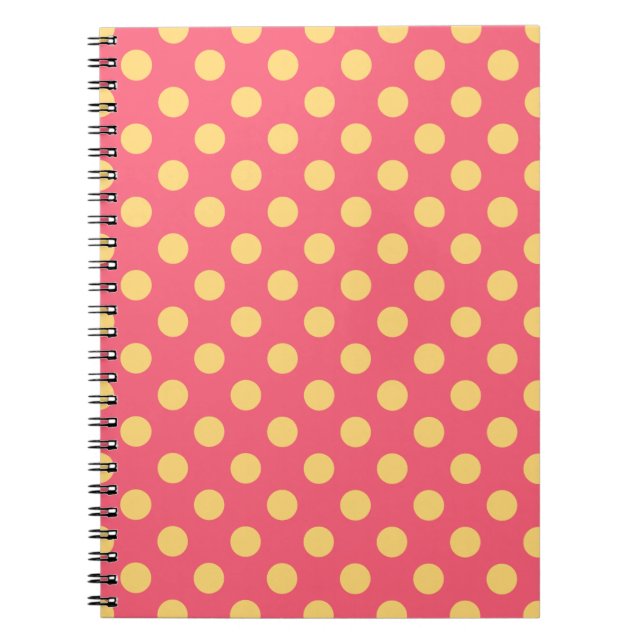 Caderno Espiral Bolinhas amarelas no coral (Frente)