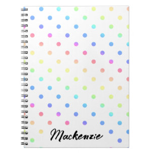 Caderno Espiral Bolinhas Arco-Íris com Nome Personalizado