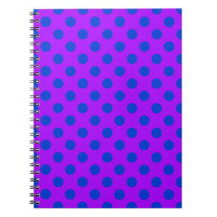 Caderno Espiral Bolinhas azuis em roxo